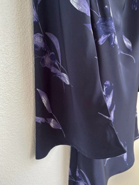 a new day Navy and Lavender Floral Midi Dress women XS 4