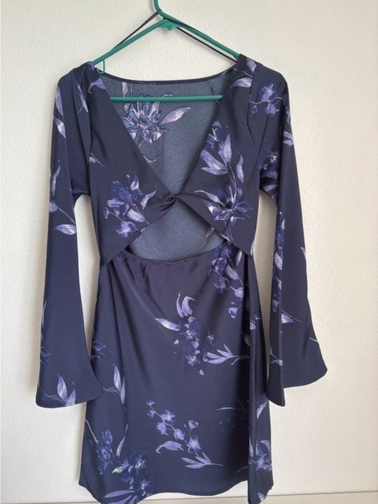 a new day Navy and Lavender Floral Midi Dress women XS 5