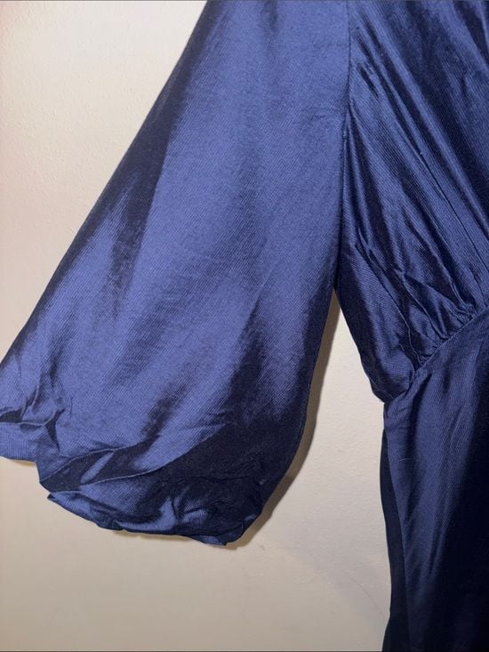 a new day Navy Tie-Neck Maxi with Puff Sleeves women M 9