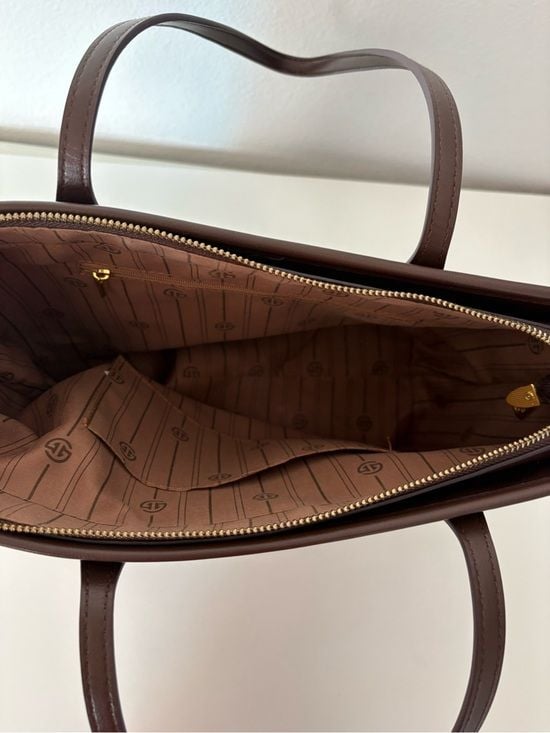 Galandai Brown Monogram Tote Bag with Gold Accents 4