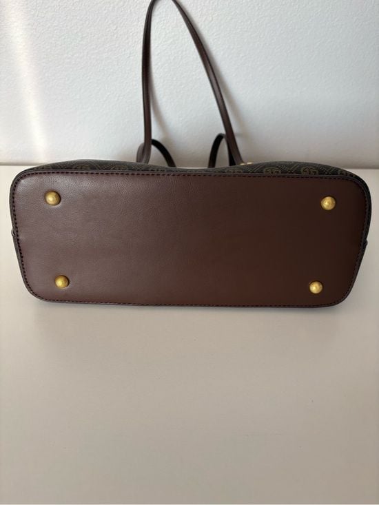 Galandai Brown Monogram Tote Bag with Gold Accents 6