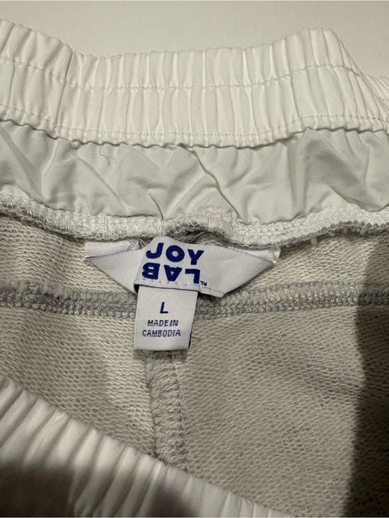 JoyLab Light Gray Drawstring Track Pants with White Waistband L 7