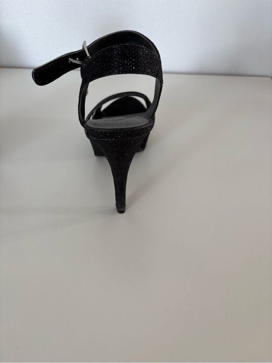 G by Guess Black Sparkle Cross-Strap Heels #7, 5” Heel 5