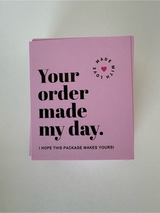 Pink 'Your order made my day.' Thank-You Card - business card 50 cards 1