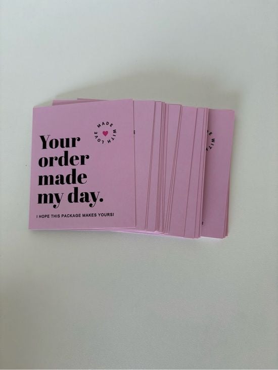 Pink 'Your order made my day.' Thank-You Card - business card 50 cards 2