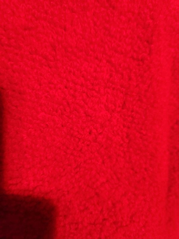 Vintage 70s Vibrant Red fuzz knit Bouclé Knit Polo Sweater – Made in USA, Medium 5