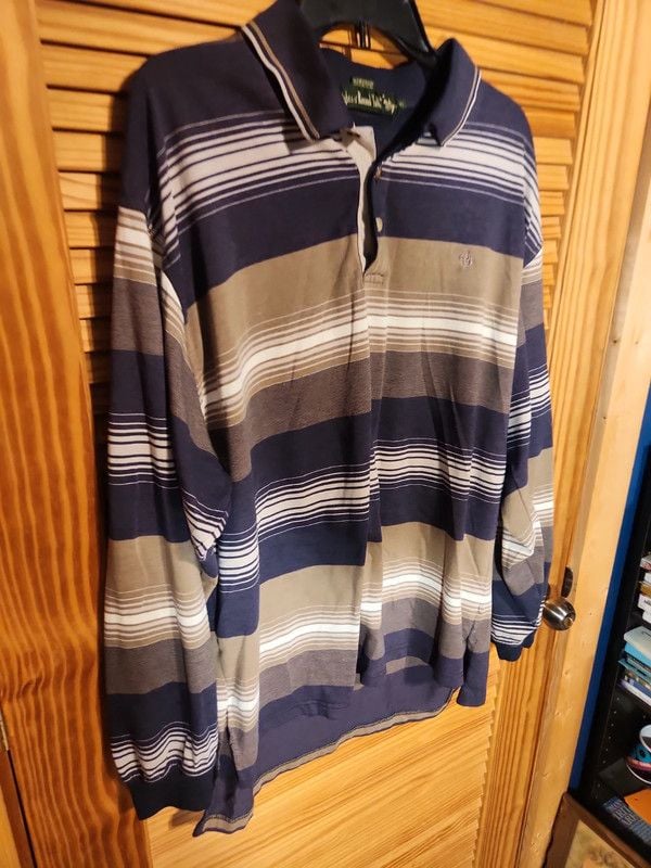 Vintage 90s Knights of the Round Table Striped Long Sleeve Polo Shirt - Men's XL 5