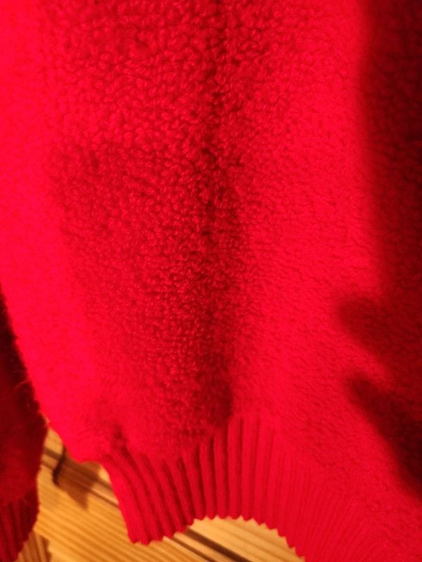 Vintage 70s Vibrant Red fuzz knit Bouclé Knit Polo Sweater – Made in USA, Medium 11