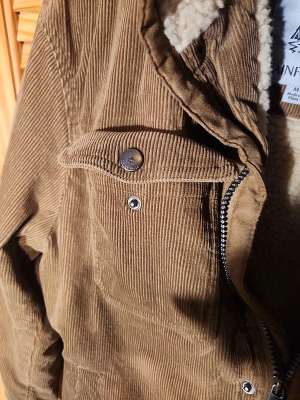 Y2k Rainforest Men's Cognac Brown Corduroy Sherpa-Lined Trucker Jacket - Size Medium 11