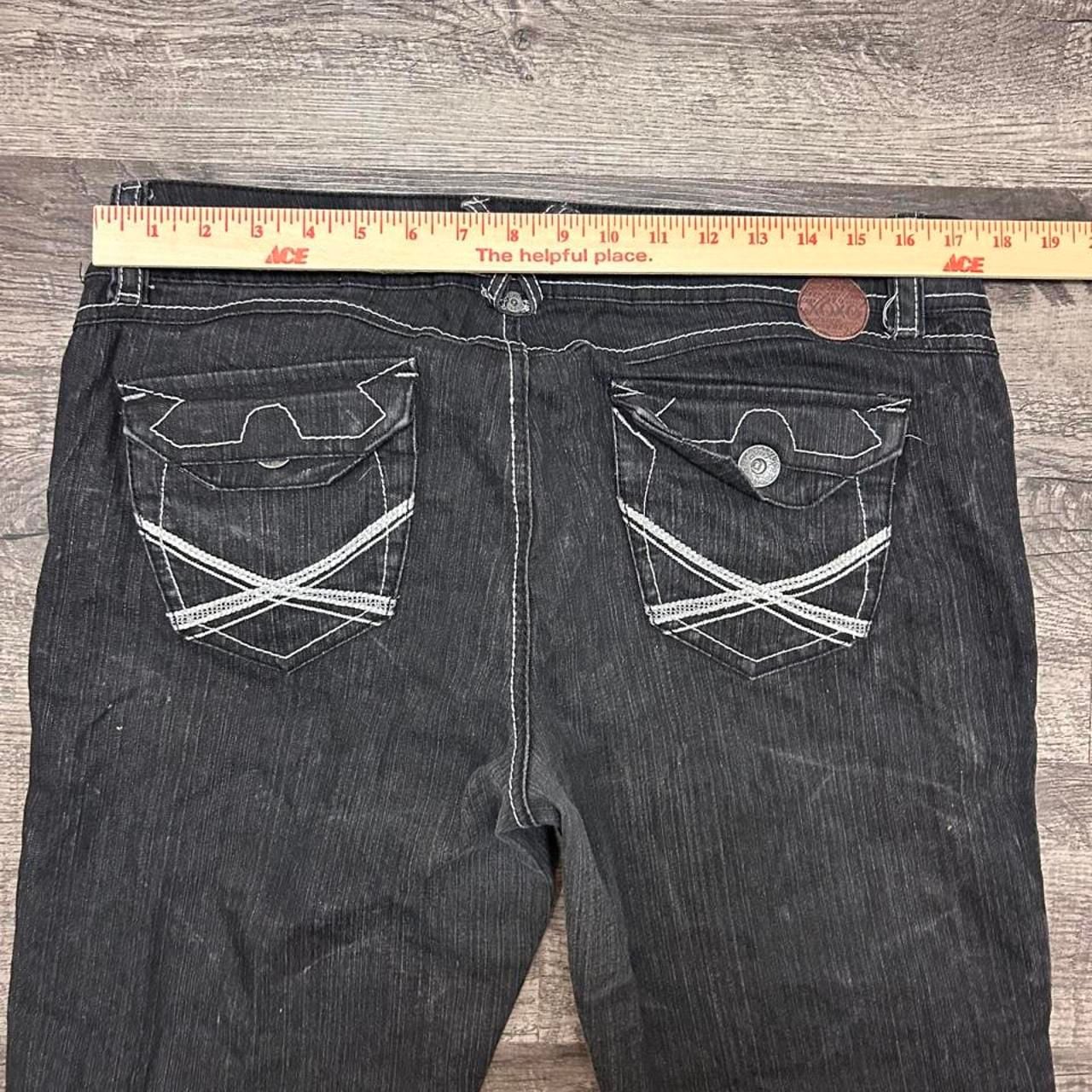 XOXO Flap Pocket Bootcut Jeans Size 13/14 Black Denim White Stitch 3