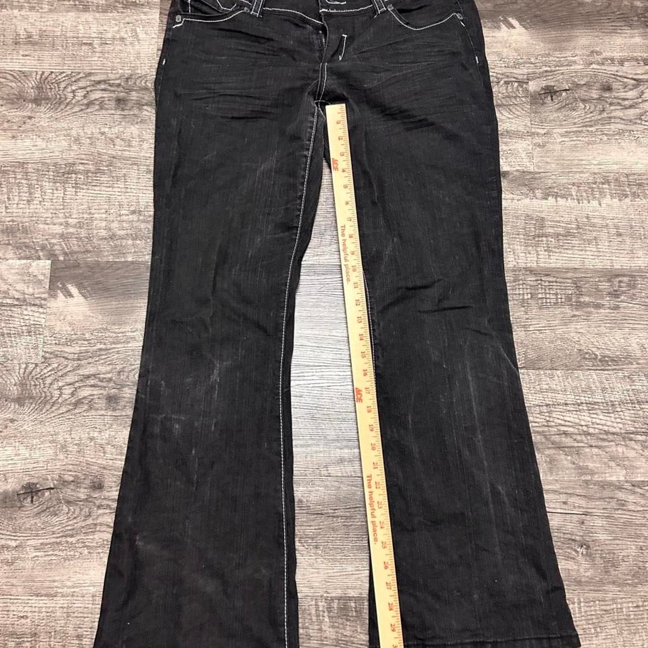 XOXO Flap Pocket Bootcut Jeans Size 13/14 Black Denim White Stitch 6