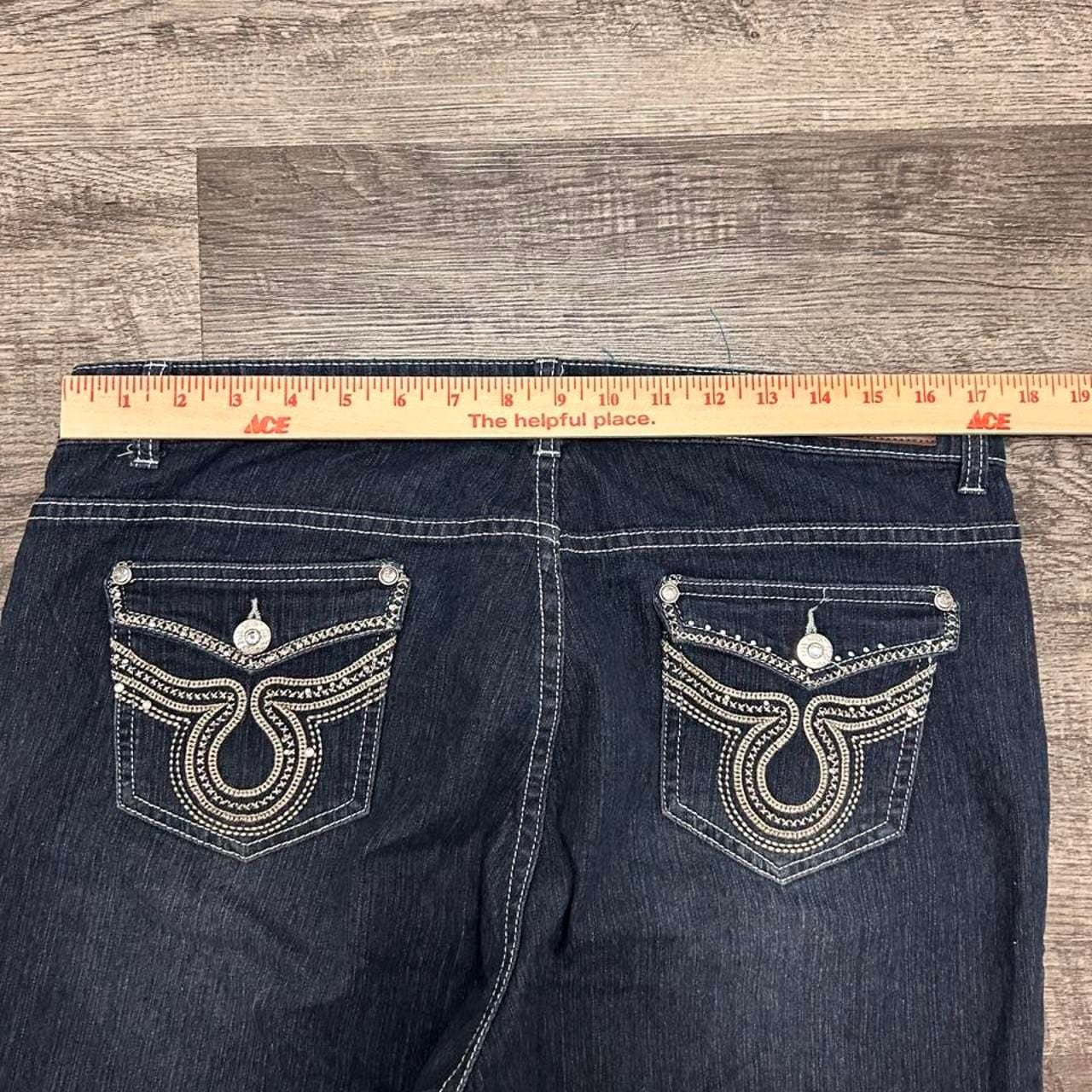 Dkin Embroidered Denim Shorts Size 16W Dark Wash Y2K Jorts 6