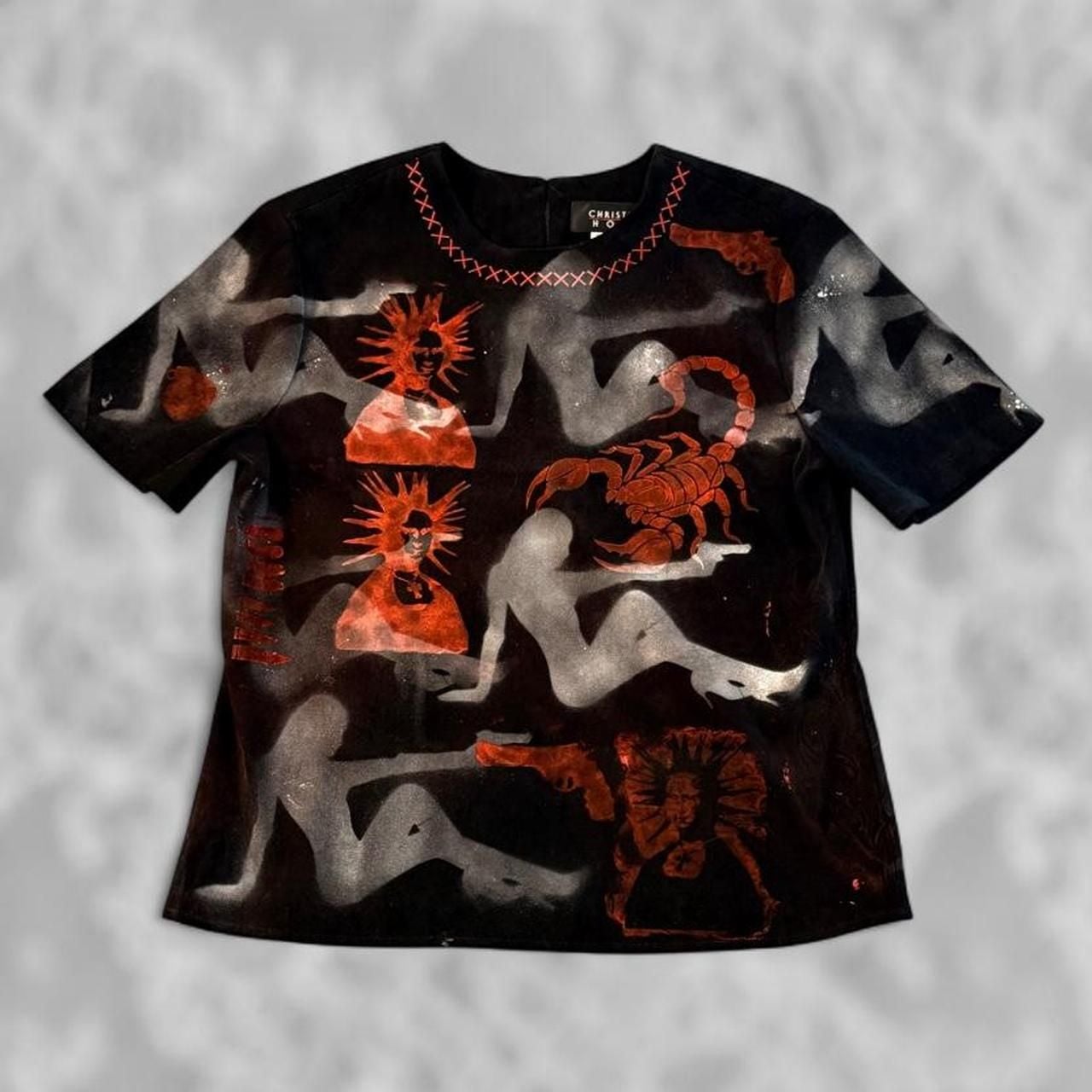 Christina Hope Reworked Graphic Top Size 10 Black Red Cyber Goth 2