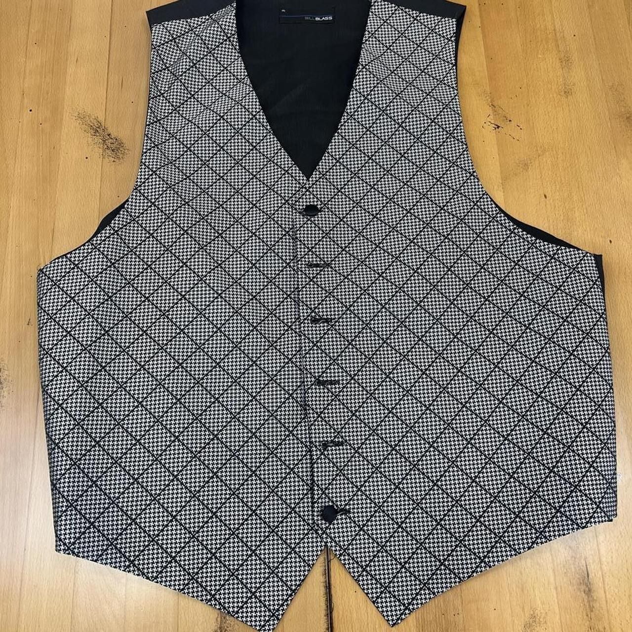Bill Blass Houndstooth Tuxedo Vest Size XL Black White Formal Suit 2