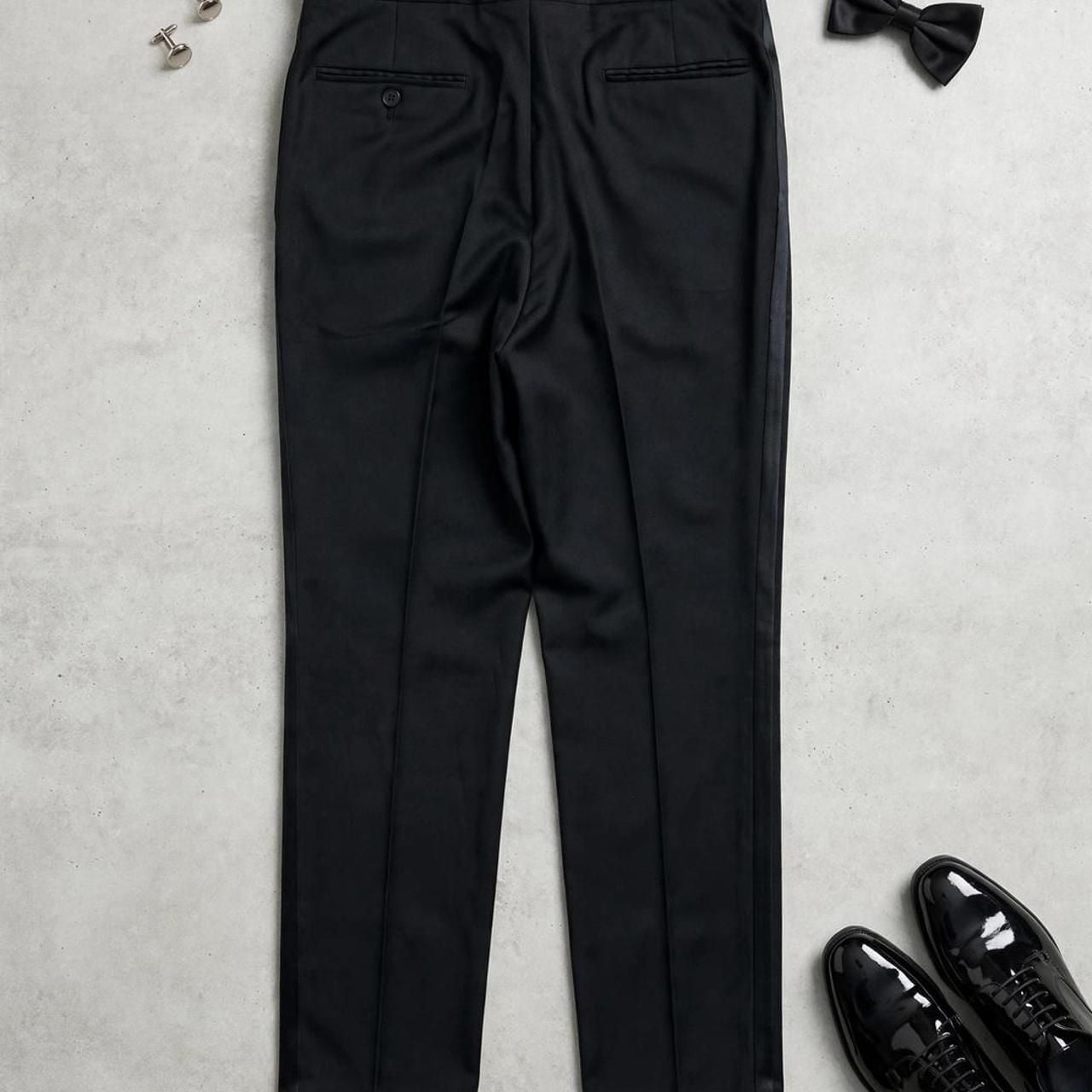 Black Tuxedo Trousers Satin Stripe Formal Dress Pants 2