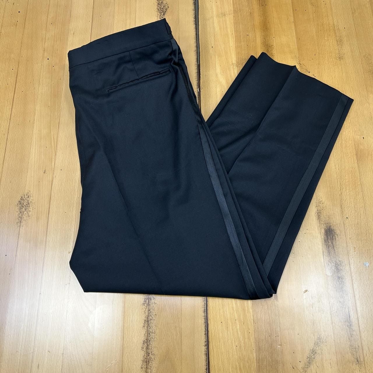 Black Tuxedo Trousers Satin Stripe Formal Dress Pants 3