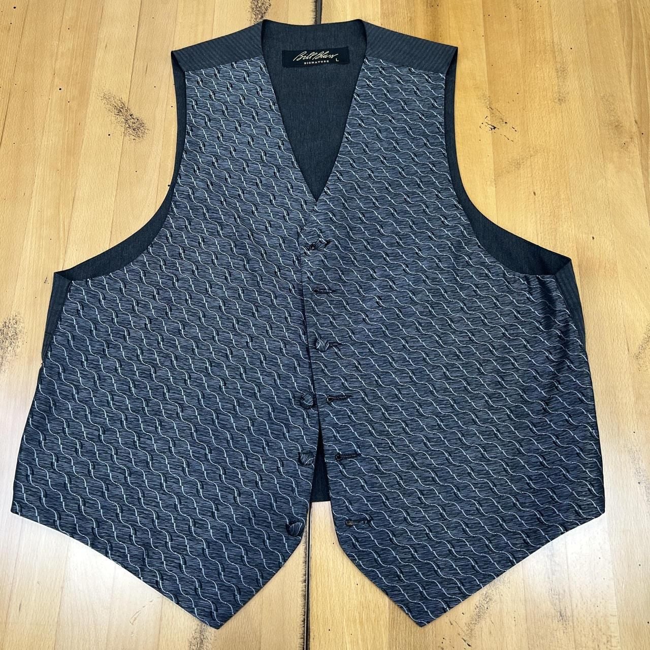Bill Blass Signature Wavy Tuxedo Vest Size L Dark Gray Black Formal 4