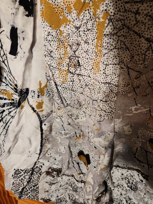 Simply Art by Dolcezza Extra Large Monochromatic Abstract Script "Art to Wear" Button-Up 9