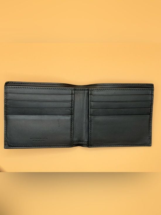 Bottega Veneta Black Intrecciato Woven Leather Bifold Wallet 5