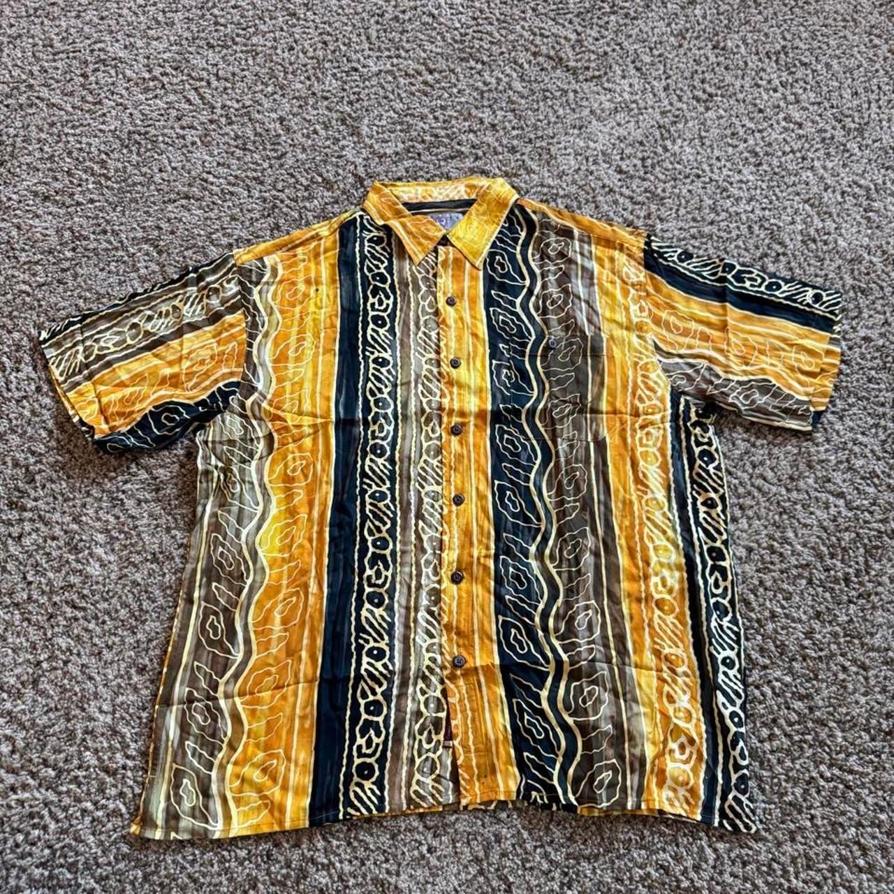 The Territory Ahead Shirt Size XXL Yellow Black Wave Print Rayon 2