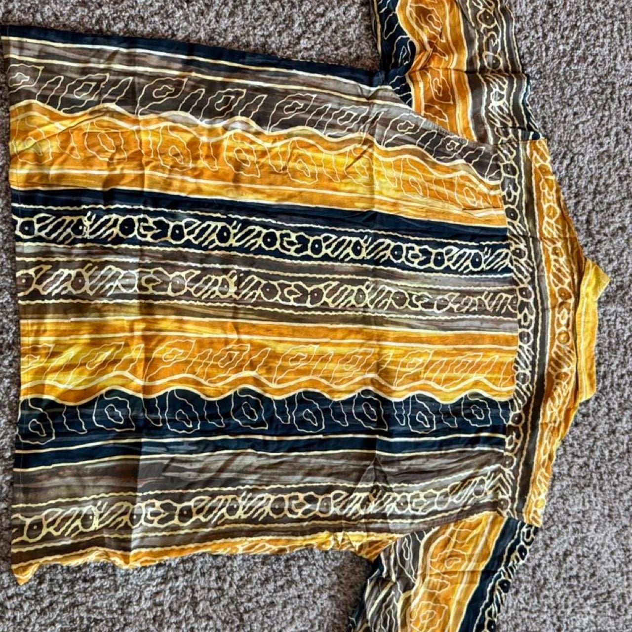 The Territory Ahead Shirt Size XXL Yellow Black Wave Print Rayon 3