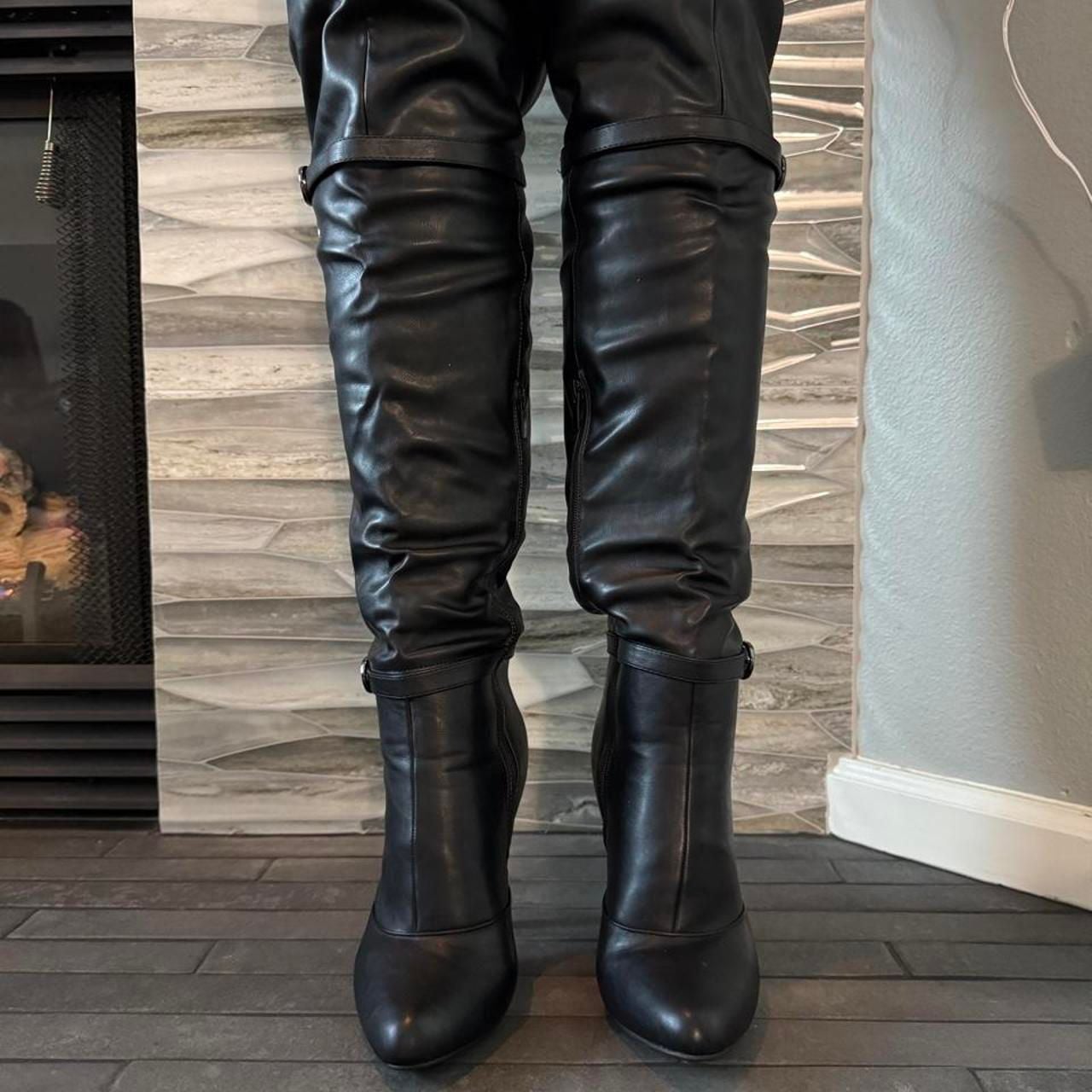 Forever Link Focus-35 Boots Size 9 Black Faux Leather 5