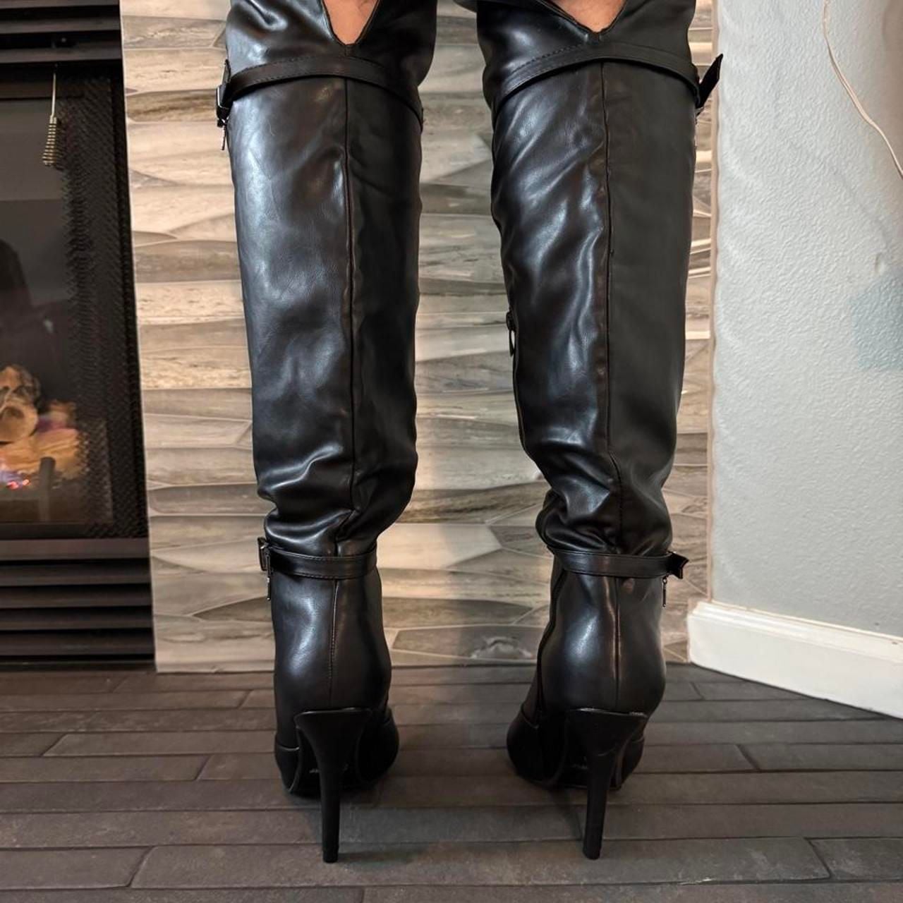 Forever Link Focus-35 Boots Size 9 Black Faux Leather 7