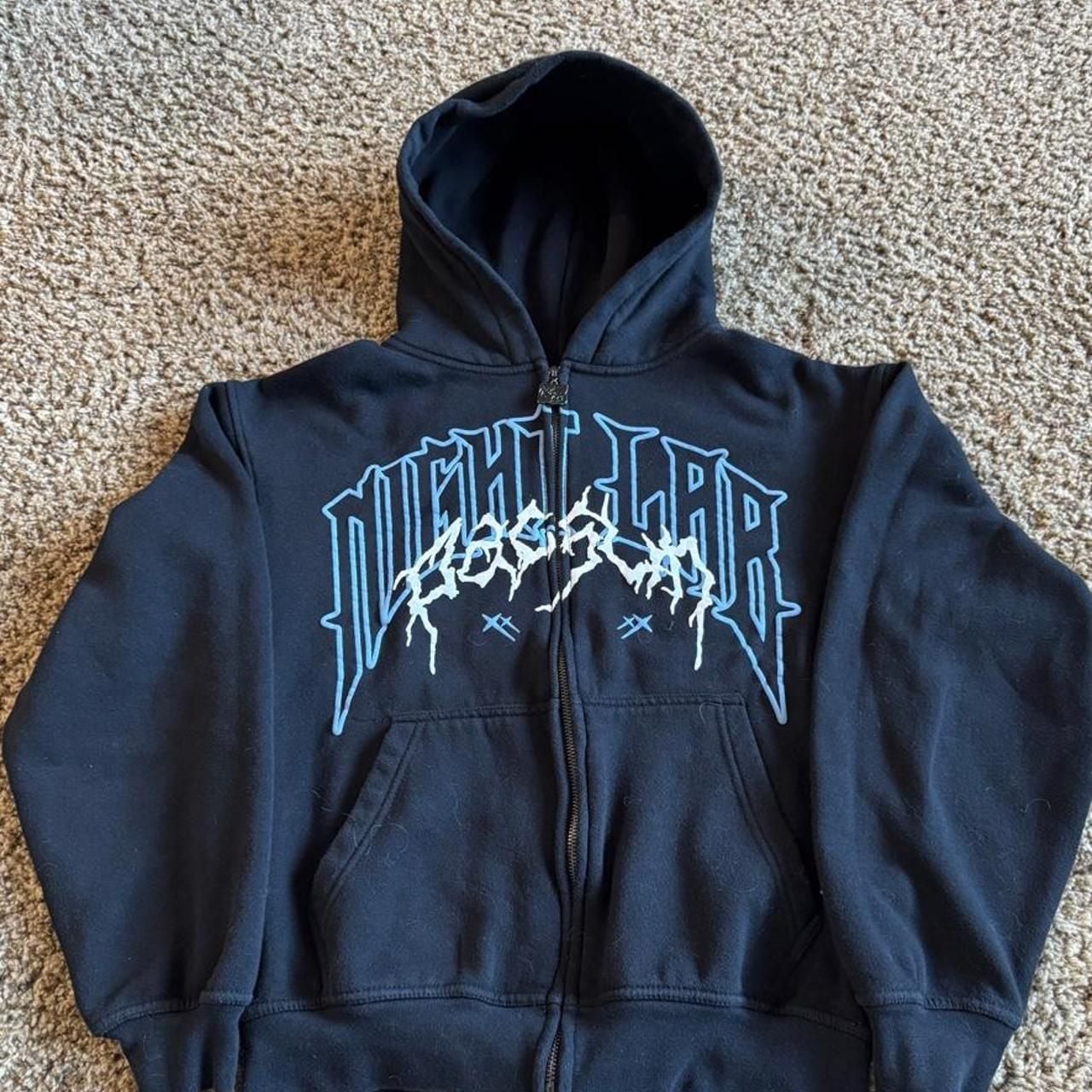 PacSun x NL25h+ Night Lab Zip Up Hoodie Size S Black Graphic 2