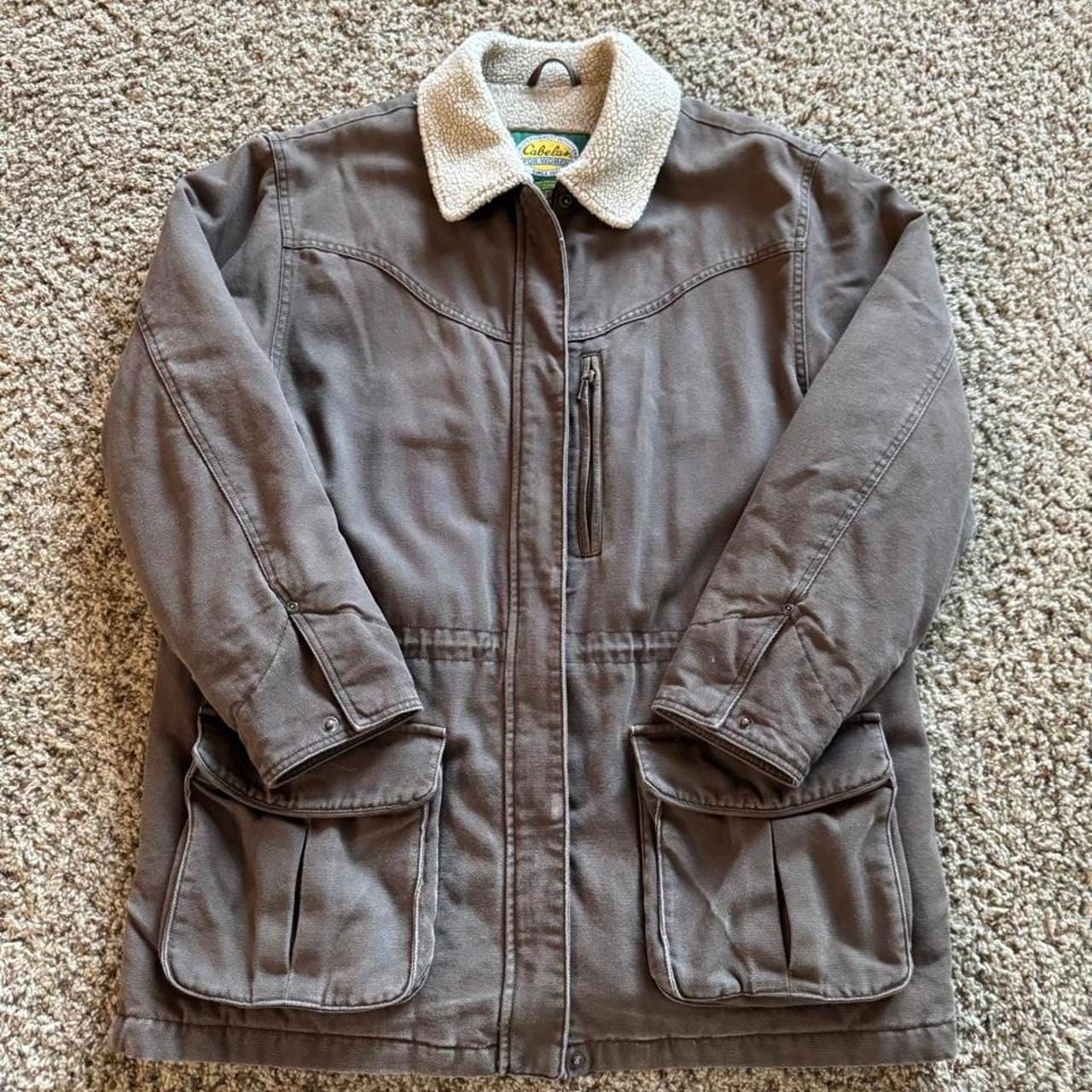 Cabela's Sherpa Lined Canvas Jacket XL Reg Brown Hunting Utility Coat 2
