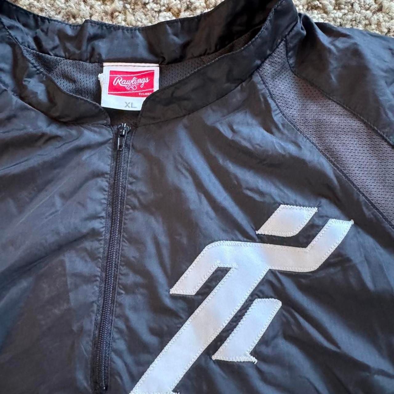 Rawlings Short Sleeve Windbreaker Size XL Black Baseball Jacket 3
