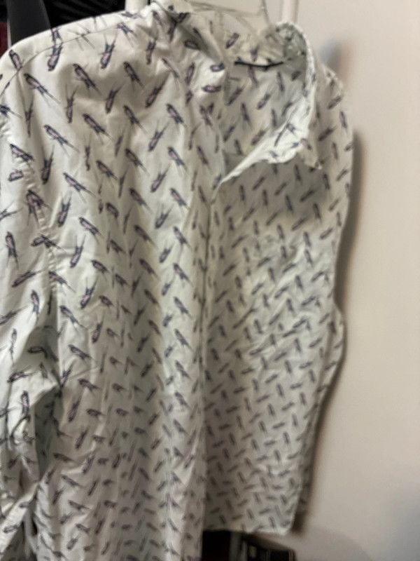 Men’s xxl slim fit Amazon nwt button down dress shirt white w birds 2