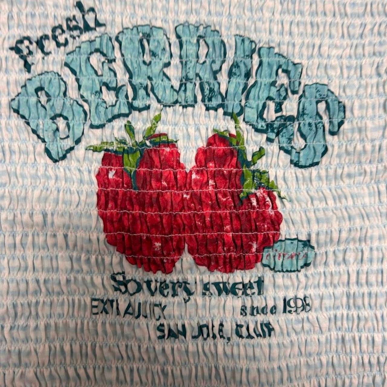 Wild Fable Fresh Berries Smocked Top Size S Blue Gingham 3