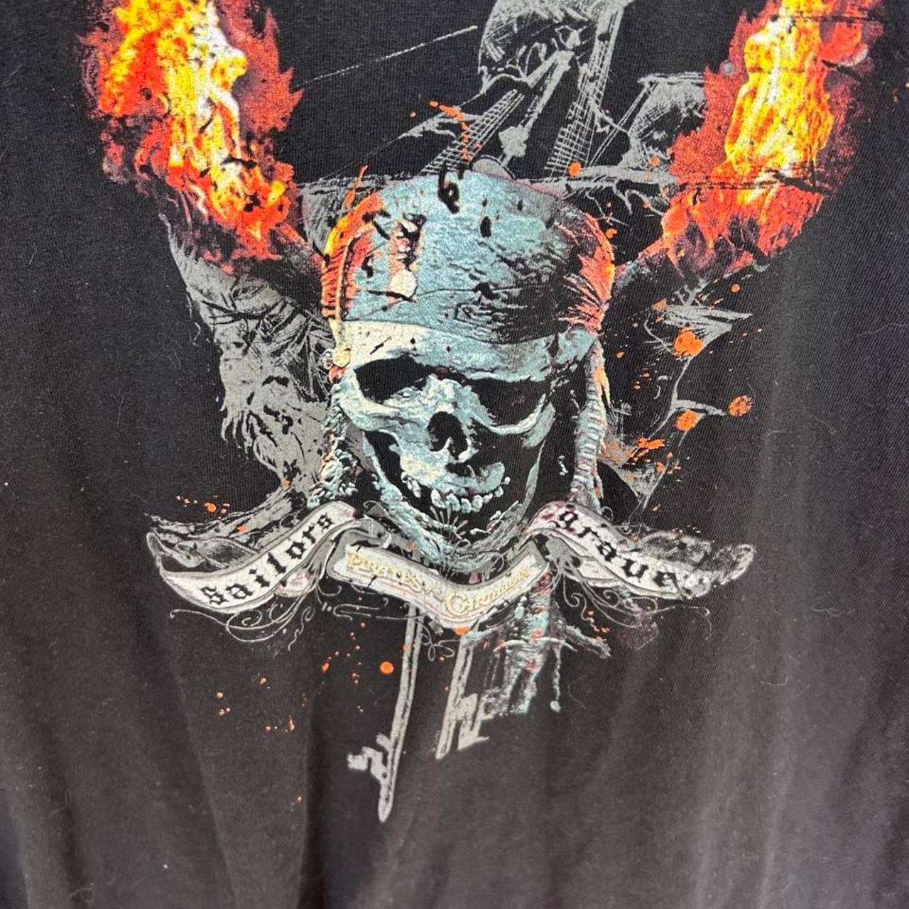 Disney Pirates of the Caribbean T-Shirt Black Graphic Skull Sailors Brave 3