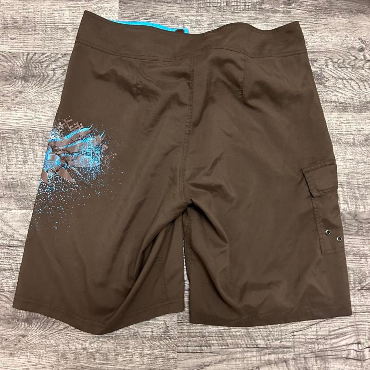 Inked Board Shorts Size 34 Brown Blue Graphic Y2K 6