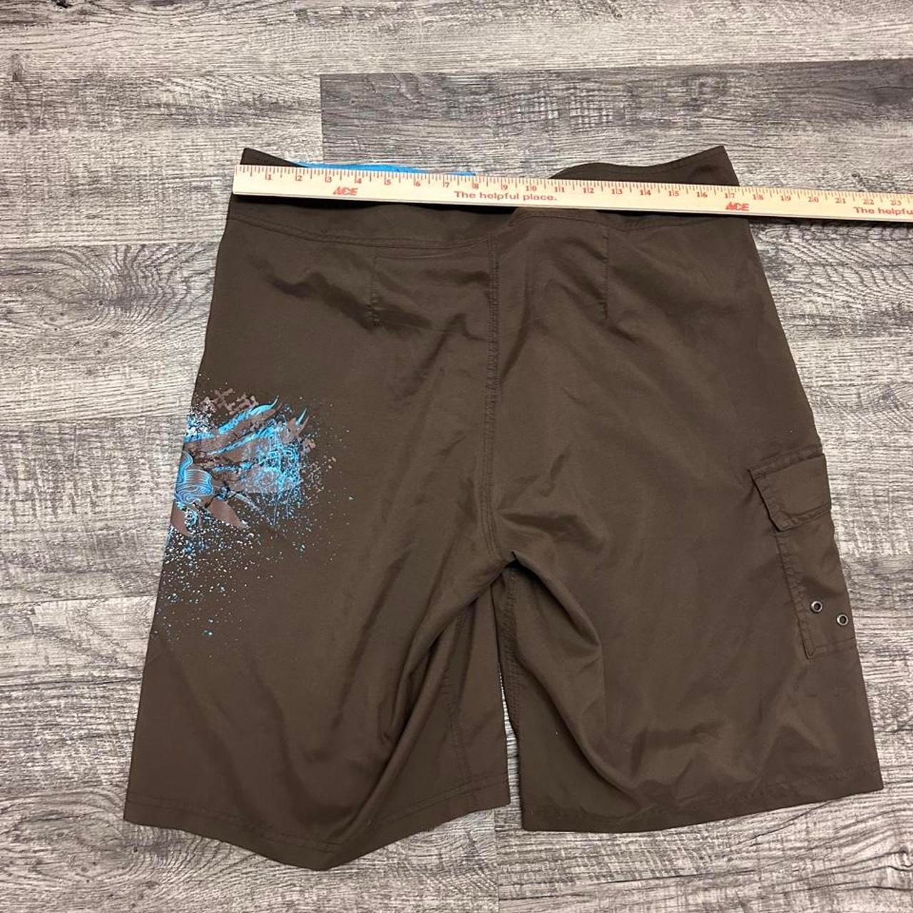 Inked Board Shorts Size 34 Brown Blue Graphic Y2K 7