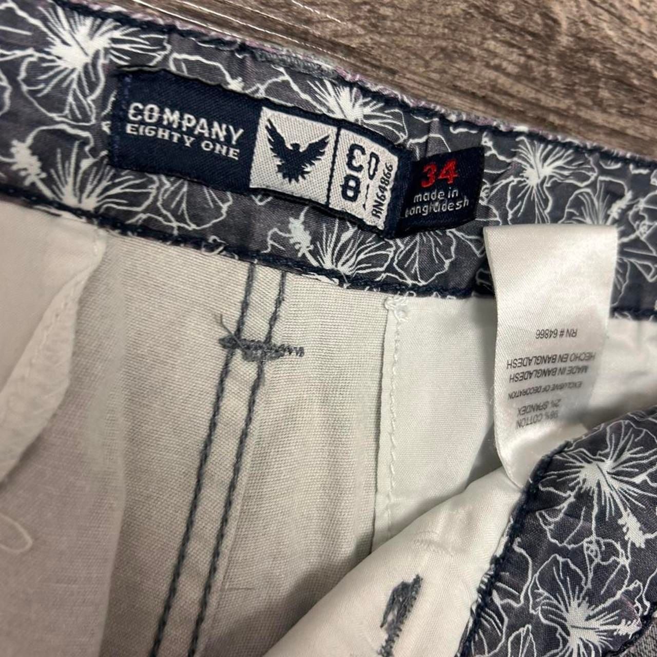 Company 81 Gray Striped Shorts Size 34 Floral Waistband 2