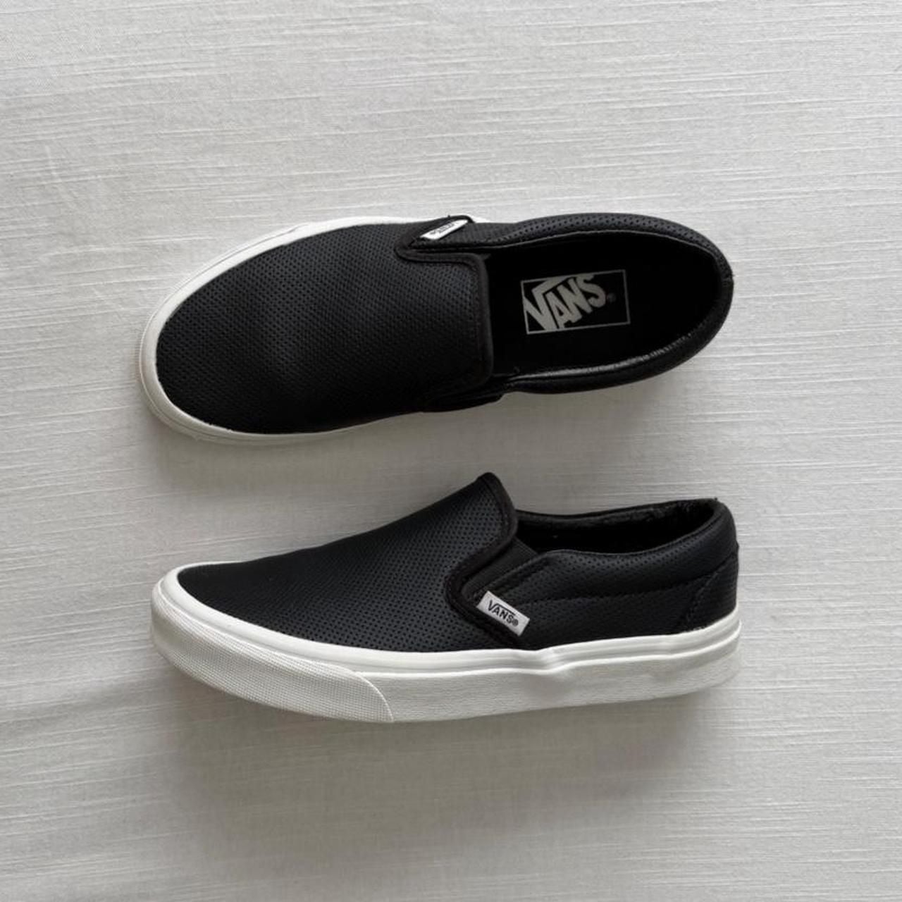 Vans Classic Slip-On Men 6.5 Black Perforated Leather 2