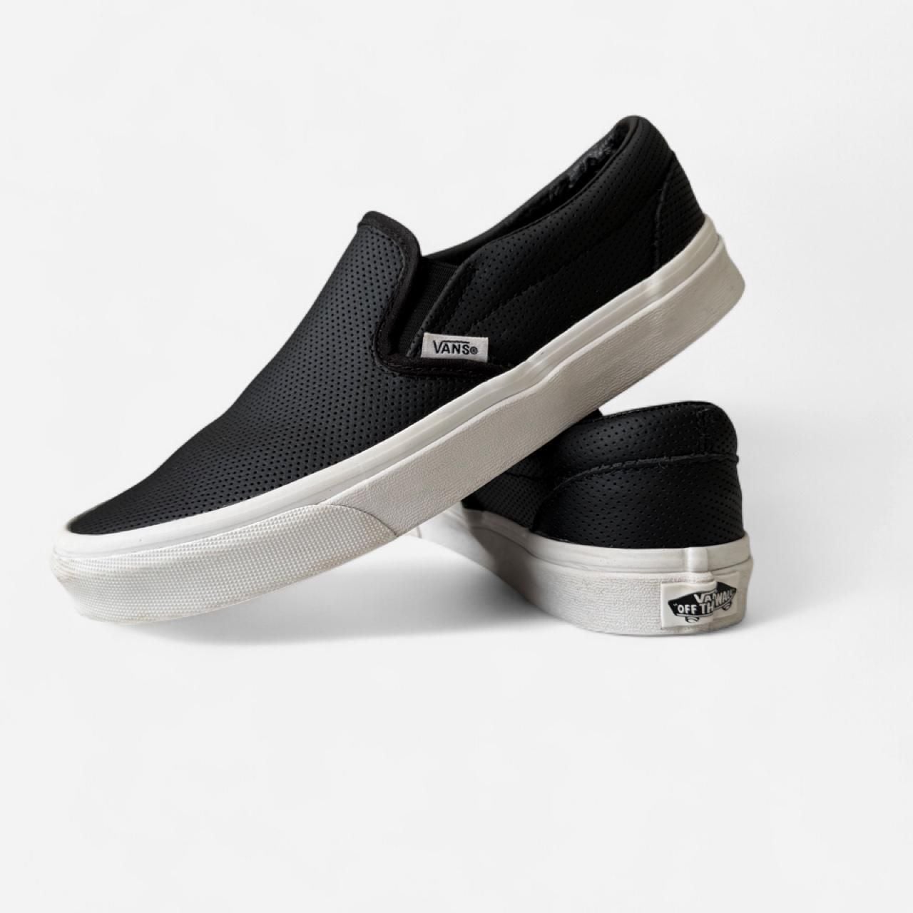Vans Classic Slip-On Men 6.5 Black Perforated Leather 3