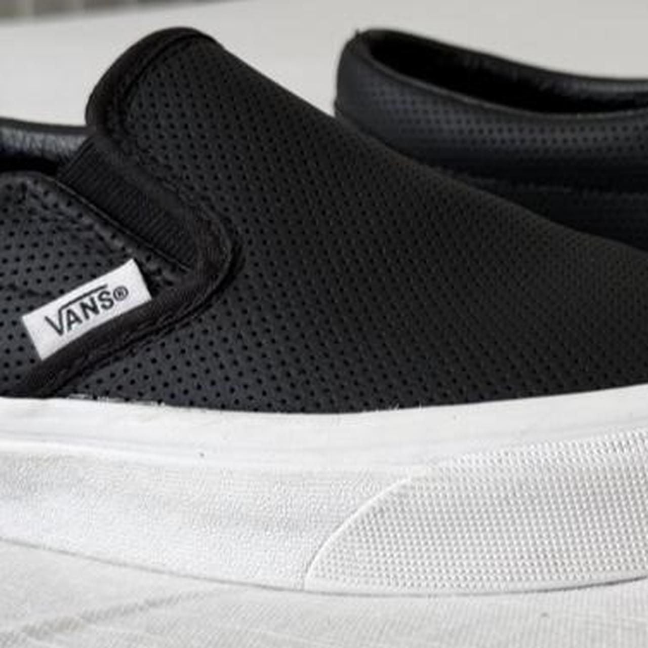 Vans Classic Slip-On Men 6.5 Black Perforated Leather 4