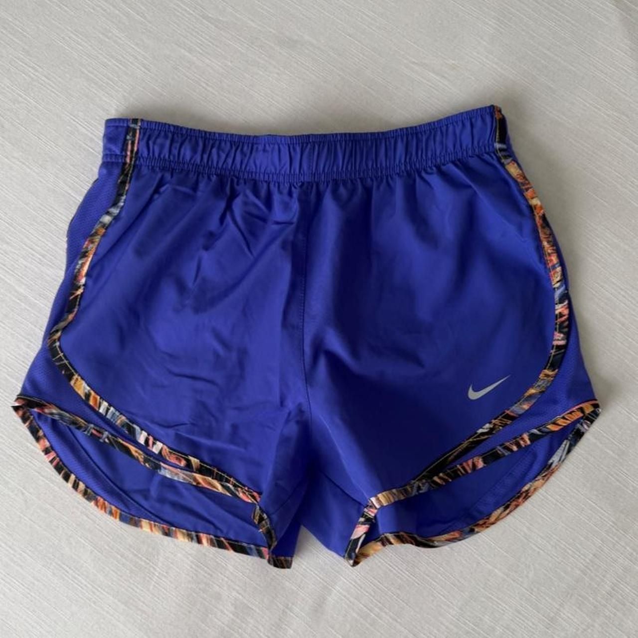 Nike Dri-Fit Running Shorts Size S Blue Patterned Trim 2