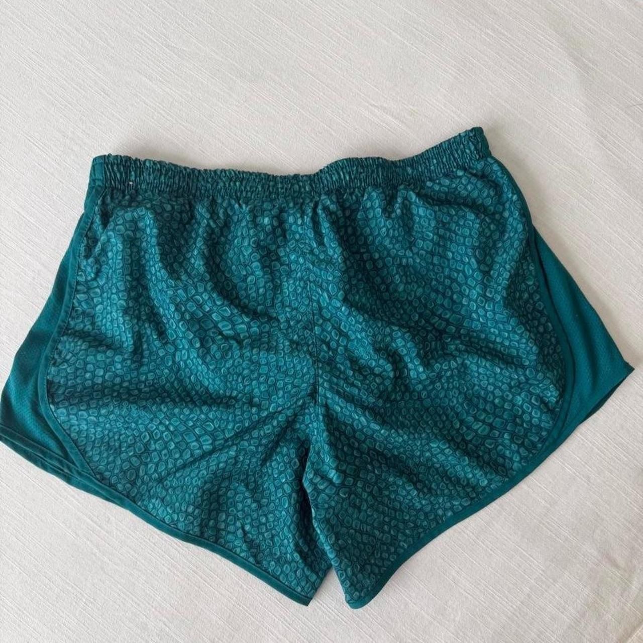 Nike Dri-Fit Running Shorts XL Teal Scale Pattern 4
