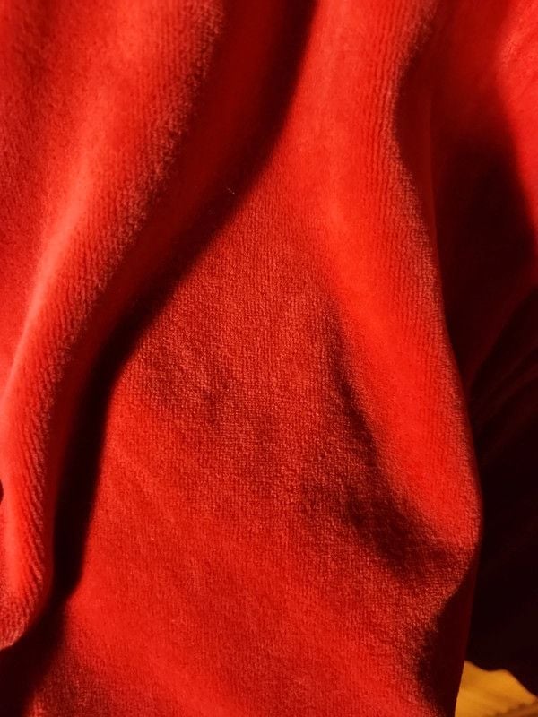 Quacker Factory Red Velour Pearl Embellished Smocked Zip Jacket M 3