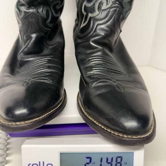Justin Boots Style 1409 Black Calfskin Leather Cowboy Boots Size 10 1/2 EE Wide 10