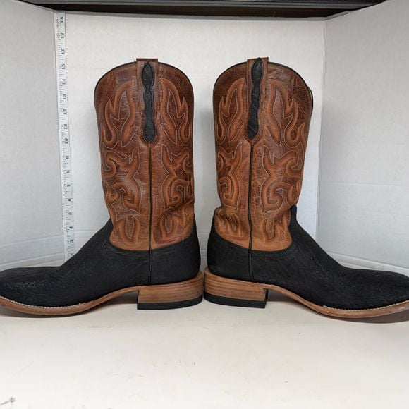 Capitan Men's Elephant Print Western Boots Black / Tan – Size 11.5 D (CMB 6005) 3