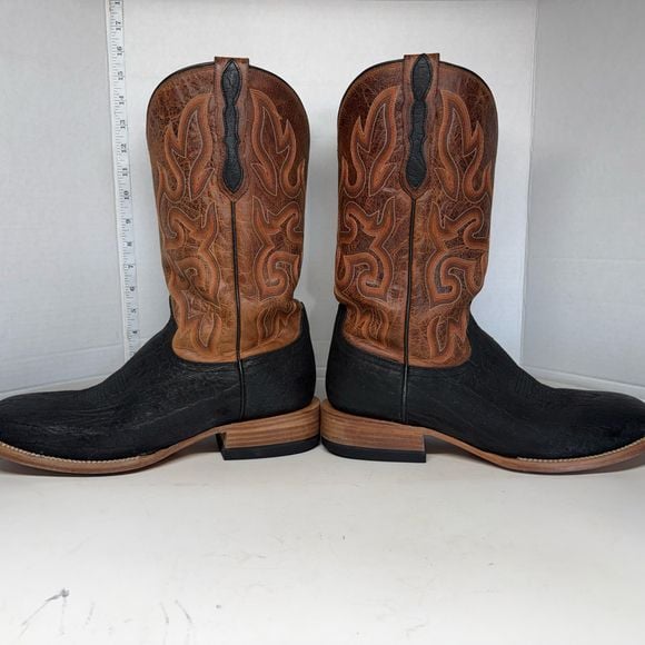 Capitan Men's Elephant Print Western Boots Black / Tan – Size 11.5 D (CMB 6005) 4