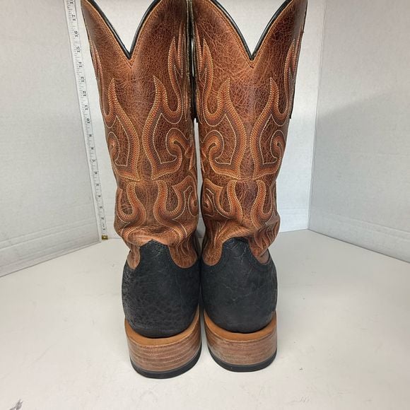 Capitan Men's Elephant Print Western Boots Black / Tan – Size 11.5 D (CMB 6005) 6
