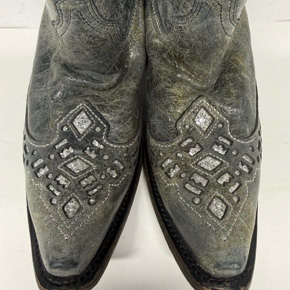 Corral Women’s Distressed Grey Glitter Inlay Boots A2963 Size 6.5 M 8