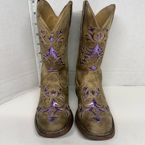 Roper Girls Lola Western Boots Square Toe 09-018-1903-2132 Size 11 2