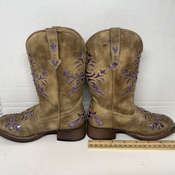 Roper Girls Lola Western Boots Square Toe 09-018-1903-2132 Size 11 3
