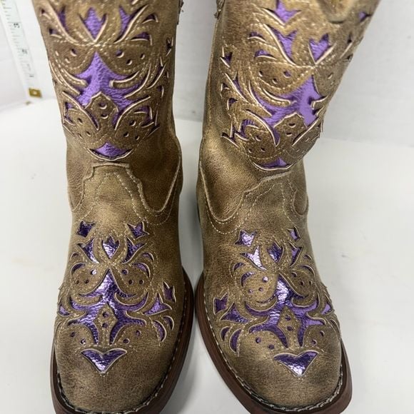 Roper Girls Lola Western Boots Square Toe 09-018-1903-2132 Size 11 6